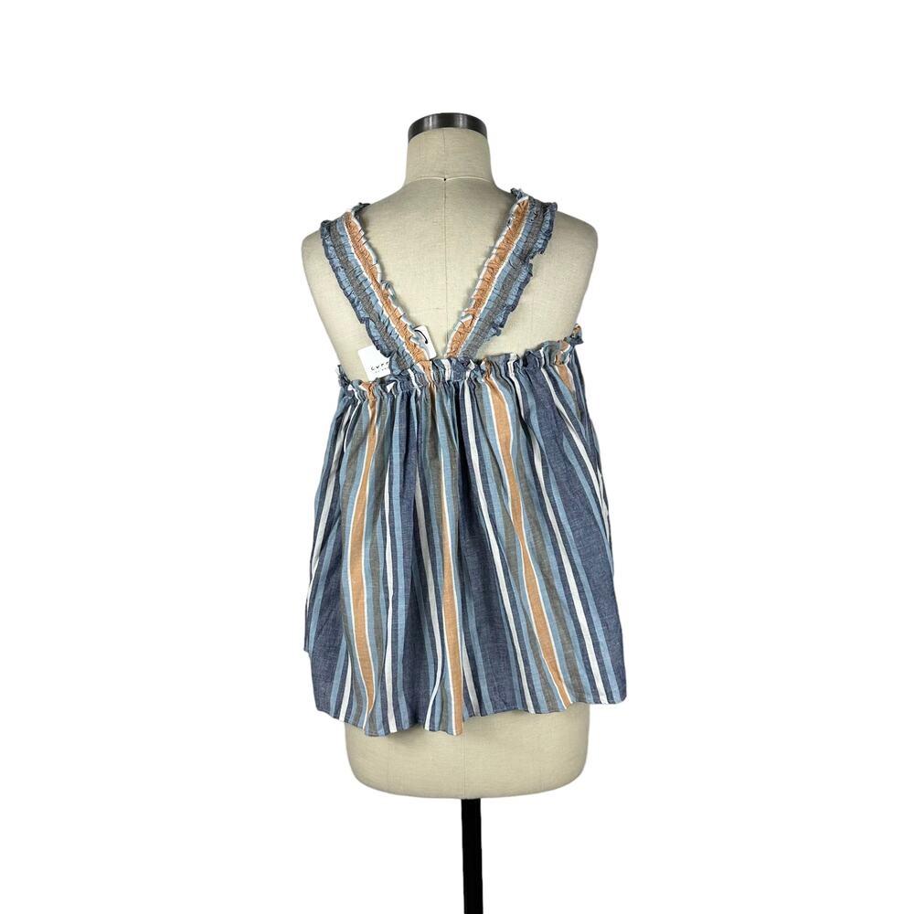 SALE 🌞New CURRENT AIR Halter Striped Ruffle Trapeze Linen Blend Tank Top Size 12 - Picture 3 of 6